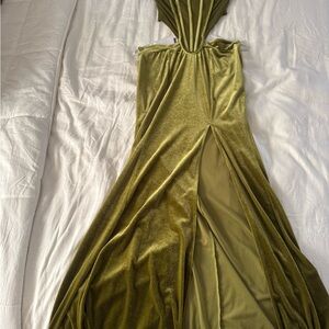Elegant Olive Green Evening Gown